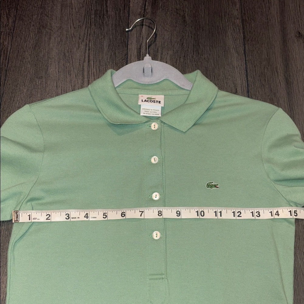 Lacoste Cotton Pique Stretch Polo Long Sleeve Dress EU Size 36/XS Light Green - Picture 8 of 9
